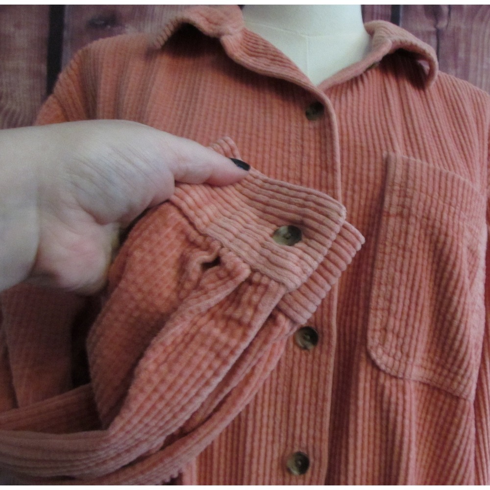 L.L.Bean Women's Comfort Corduroy Relaxed Shirt Adobe Rose M Wide Wale Cabincore - Picture 5 of 9